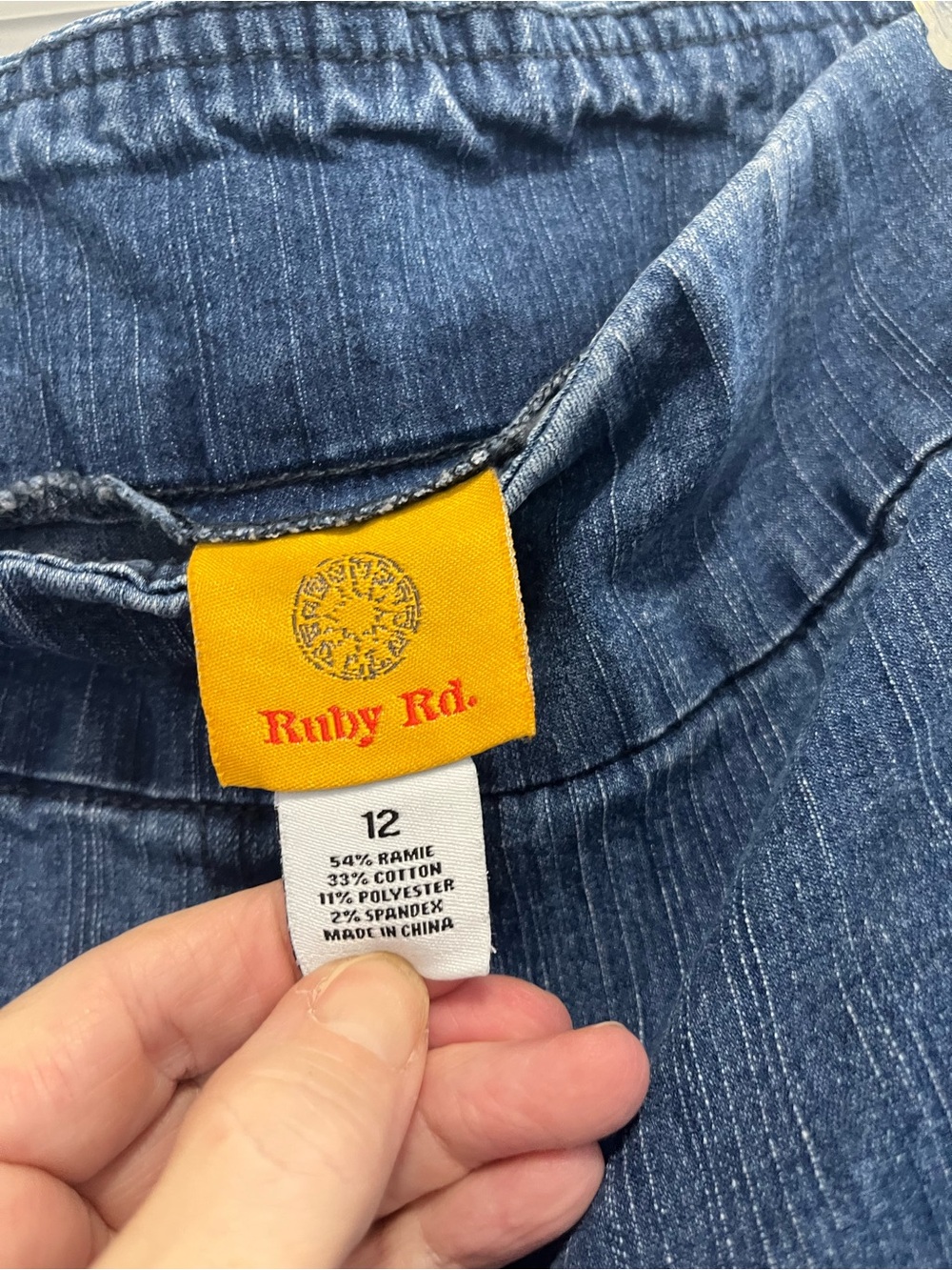Ruby Rd. Mid-Blue Straight Leg Pull-On Jeans - Picture 2 of 3